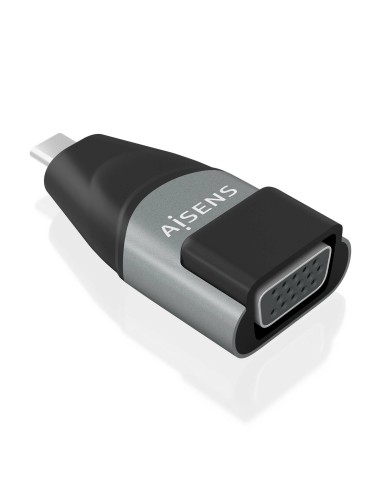 AISENS Adaptador Conversor Aluminio USB-C a VGA, USB-C M-HDB15 H, Gris