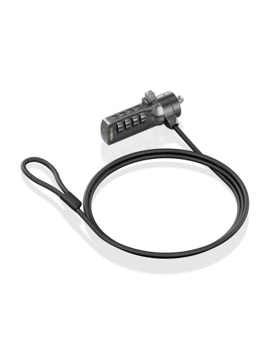 AISENS Cable de seguridad con cerradura de combinación para Ordenador, Monitor, Portátil 1.5m