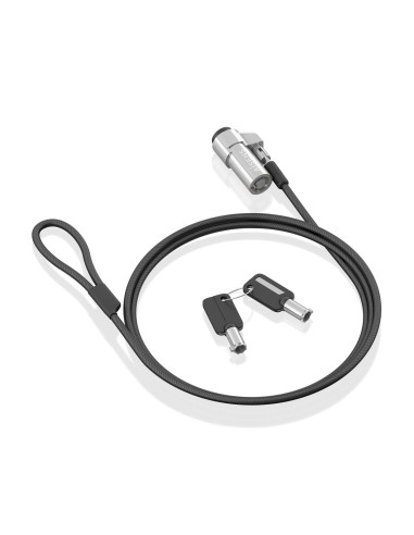 AISENS Cable de Seguridad tipo NANO con cerradura de llave para ordenador, monitor, portátil 1.5m