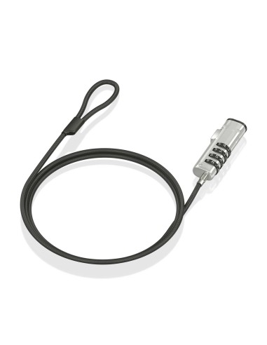 AISENS Cable de Seguridad tipo NANO con cerradura de combinación para ordenador, monitor, portátil 1.5m