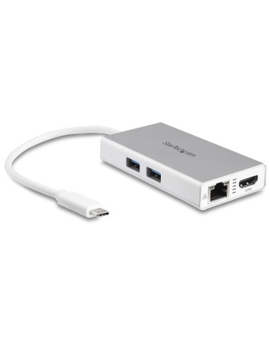 StarTech.com Adaptador Multipuertos USB-C - Docking Station Portátil USB-C 4K HDMI - Entrega de Potencia 60W - GbE - Hub 2x