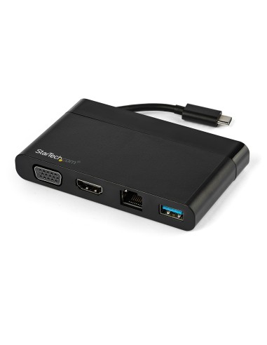 StarTech.com Adaptador Multipuertos USB-C 4K con HDMI, VGA, Ethernet Gigabit y USB 3.0 - Mini Docking Station USB Tipo C de