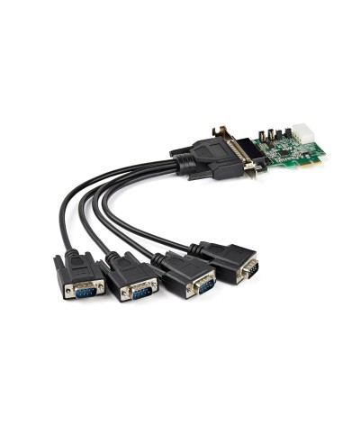 StarTech.com Tarjeta Adaptadora Serie PCI Express RS232 de 4 Puertos - Tarjeta Controladora Serie PCIe RS232 - PCIe a Serie DB9