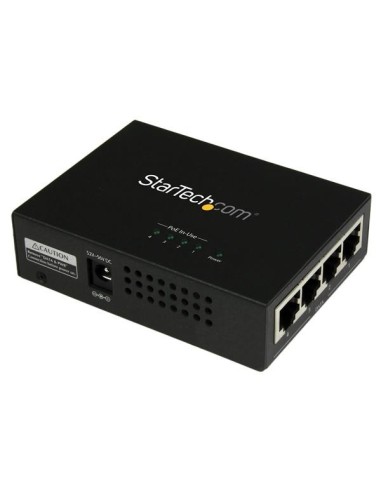 StarTech.com Inyector de Alimentación PoE Power over Ethernet Midspan 4 Puertos Gigabit RJ45 de Pared - 802.3 at af