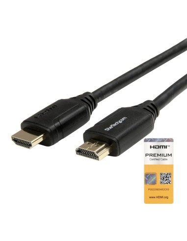 StarTech.com Cable de 2m HDMI 2.0 Certificado Premium de alta velocidad con Ethernet - Durable - UHD 4K 60Hz - con Fibra de