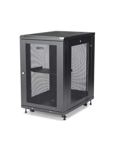 StarTech.com Armario Rack para Servidores 18U 19" 4 Columnas - Rack de Servidores con Cerradura y Seguro - Rack con Ruedas y