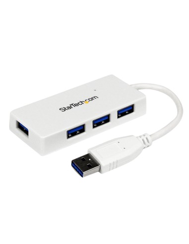 StarTech.com Adaptador Concentrador Hub Ladrón USB 3.0 (5Gbps) Super Speed para Laptop de 4 Puertos Salidas - Blanco