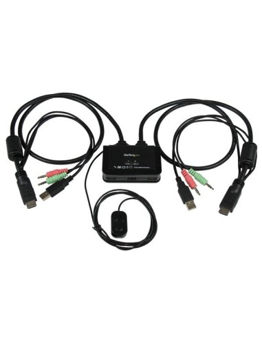 StarTech.com Conmutador Switch KVM 2 puertos HDMI USB Audio con Cables Integrados - 1080p