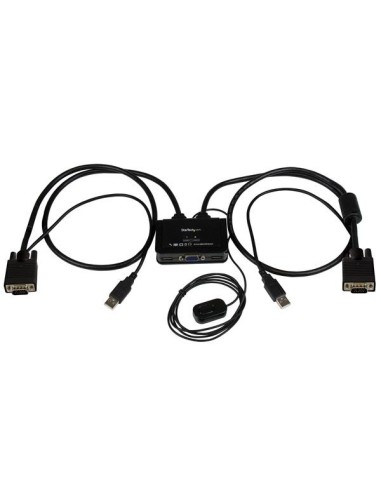 StarTech.com Switch Conmutador KVM de Cable con 2 Puertos VGA USB Alimentado por USB con Interruptor Remoto