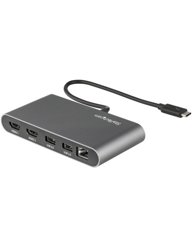 StarTech.com Mini Dock Thunderbolt 3 - Docking Station Portátil para 2 Monitores con HDMI 4K de 60Hz, 2x Hub USB-A (3.0 2.0),