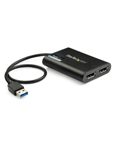 StarTech.com Adaptador Gráfico Externo USB 3.0 a DisplayPort Doble 4K60 DisplayLink - Cable Conversor USB 3.0 a DP de Vídeo