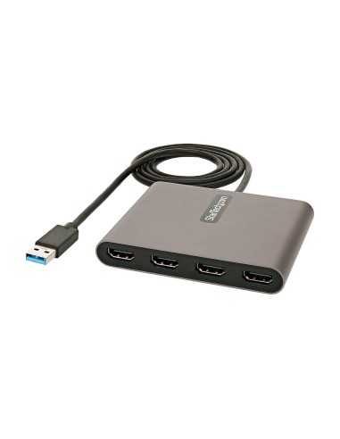 StarTech.com Adaptador USB 3.0 a 4 Puertos HDMI - Tarjeta Gráfica y de Vídeo Externa - Dongle Llave USB-A a 4x HDMI - 1080p a