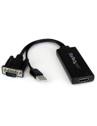 StarTech.com Adaptador VGA a HDMI con audio y alimentación USB – Conversor VGA a HDMI portátil – 1080 p