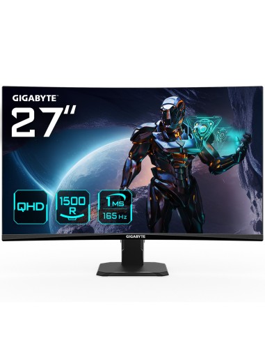 GIGABYTE GS27QC 27" Monitor de Juego Curvo QHD - 2560 x 1440 (QHD), 1500R, 165Hz, 1ms, 250 cd m2, FreeSync Premium, HDR Ready,