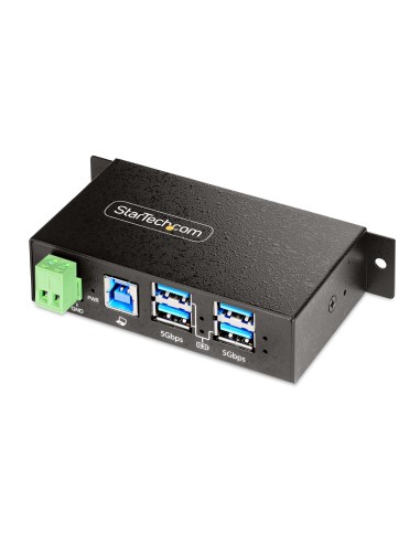 StarTech.com Hub USB Industrial de 4 Puertos Gestionado - Servicio Pesado - Caja de Metal - Protección ESD y Sobretensión -