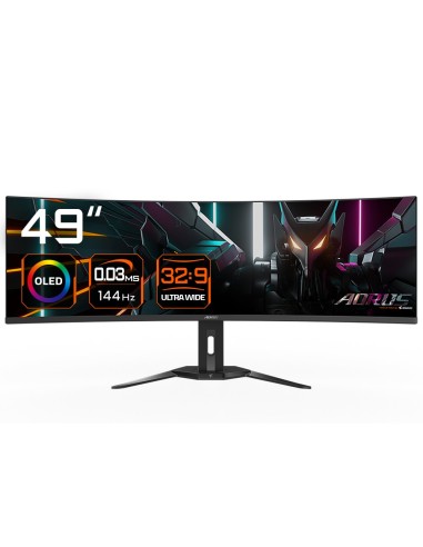 GIGABYTE AORUS Monitor de juegos curvo CO49DQ OLED - 5120x1440 (DQHD), 1800R, 144Hz, 0.03ms, KVM, FreeSync Premium Pro, HDMI 2.1