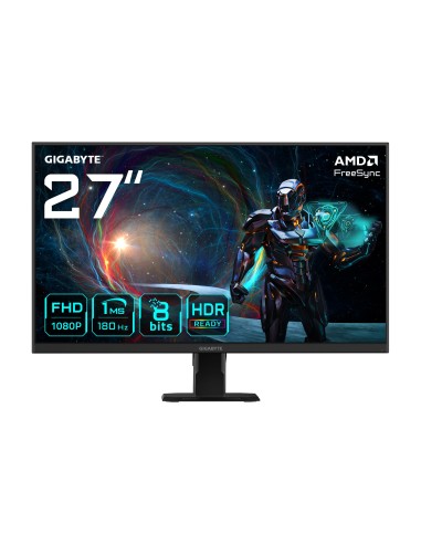 GIGABYTE GS27FA 27" Monitor de Juego FHD - 1920 x 1080, 180Hz, 1ms, 300 cd m², FreeSync, HDR Ready, HDMI 2.0