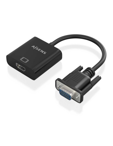 AISENS Cable conversor SVGA+Audio a HDMI, SVGA M+Jack 3.5 H+USB MicroB H-HDMI A H, Negro, 20cm