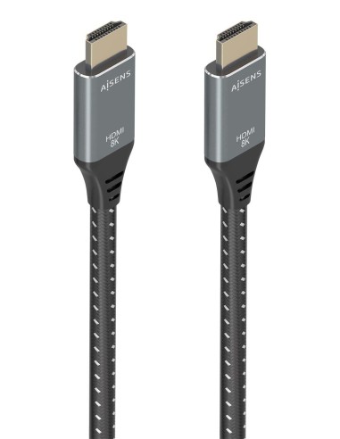 AISENS Cable HDMI V2.1 ultra alta velocidad   HEC 8K@60Hz 48Gbps, A M-A M, Gris Negro, 5.0m