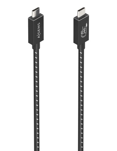 AISENS Cable USB4 Gen3x2 Aluminio 40Gbps 8K@60Hz 5A 48V 240W E-Mark, Tipo USB-C M-USB-C M, Negro, 0.5m