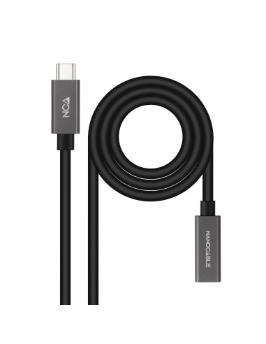 Nanocable Cable Prolongador USB-C 3.2 Gen2x2 20Gbps 3A, 4K 60Hz, USB-C M-USB-C H, Negro, 2 m