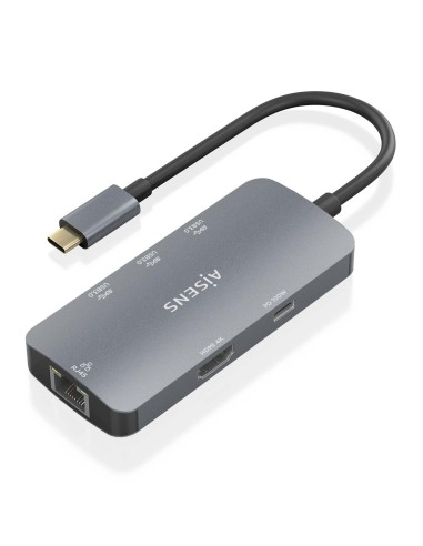 AISENS USB-C Dock 6 En 1, USB-C a 1xHDMI, 1xRJ45, 3xUSB-A, 1xUSB-C PD, Gris, 15cm