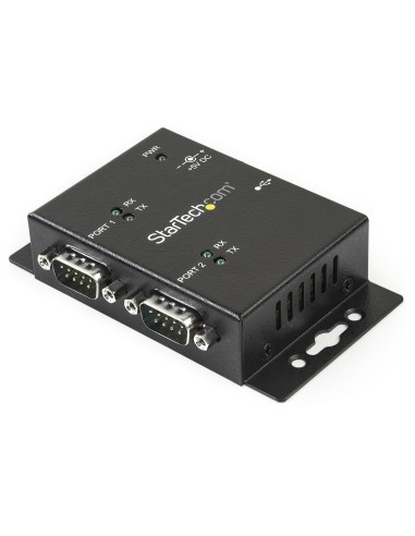 StarTech.com Concentrador Hub Industrial de 2 Puertos Serie Serial RS232 a USB Montaje Riel DIN Pared