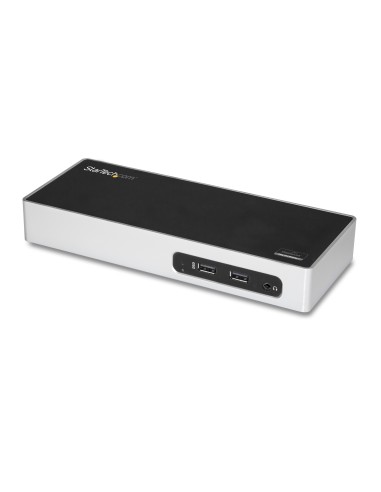 StarTech.com Replicador de Puertos USB 3.0 - Docking Station de Portátil para Dos Pantallas con Vídeo HDMI & DVI VGA - Ladrón