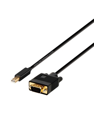 AISENS Cable conversor Mini DP A VGA, Mini DP M - VGA M, Negro, 2.0m