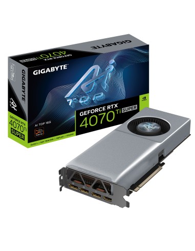 GIGABYTE GeForce RTX 4070 Ti SUPER AI TOP 16G Tarjeta Gráfica - 16GB GDDR6X, 256bit, PCI-E 4.0, 2610MHz Core Clock, 3 x