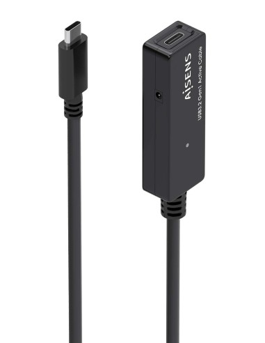 AISENS Cable USB 3.2 Gen1x1 prolongador con Amplificador, USB-C M-USB-C H, Negro, 5.0m